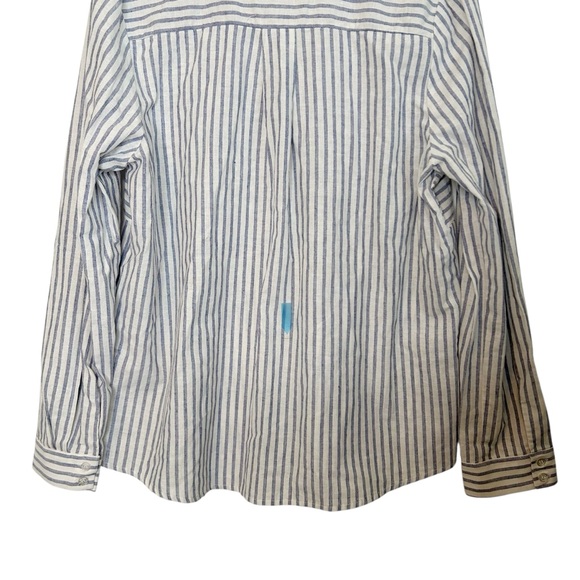 ALICE BLUE Striped Linen Blend Button Down Shirt - Picture 9 of 9